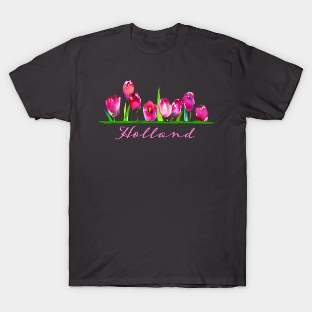 Holland Watercolor Tulip Flower Floral Garden Women Girls Gardener Gift T-Shirt by Pine Hill Goods